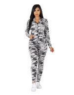 Load image into Gallery viewer, Zip It Up Camo Print Tracksuit  Hoodie and Leggings Set
