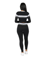 Load image into Gallery viewer, Active Yummy Striped Long Sleeve Crop Top and Legging Set
