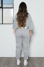 Load image into Gallery viewer, French Terry Oversize Crop Tee and Jogger Set
