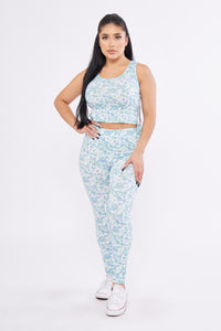 Ditsy Floral Printed Knit 2 PC Lounge Set