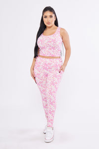 Ditsy Floral Printed Knit 2 PC Lounge Set