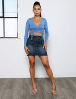 Load image into Gallery viewer, High Rise 3 Button Denim Skirt
