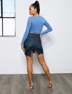 Load image into Gallery viewer, High Rise 3 Button Denim Skirt
