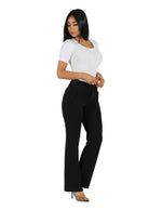 Load image into Gallery viewer,  Knit Crepe Wide Double Waistband Solid Trouser
