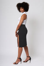 Load image into Gallery viewer, Knit Crepe Midi Wrap Skirt
