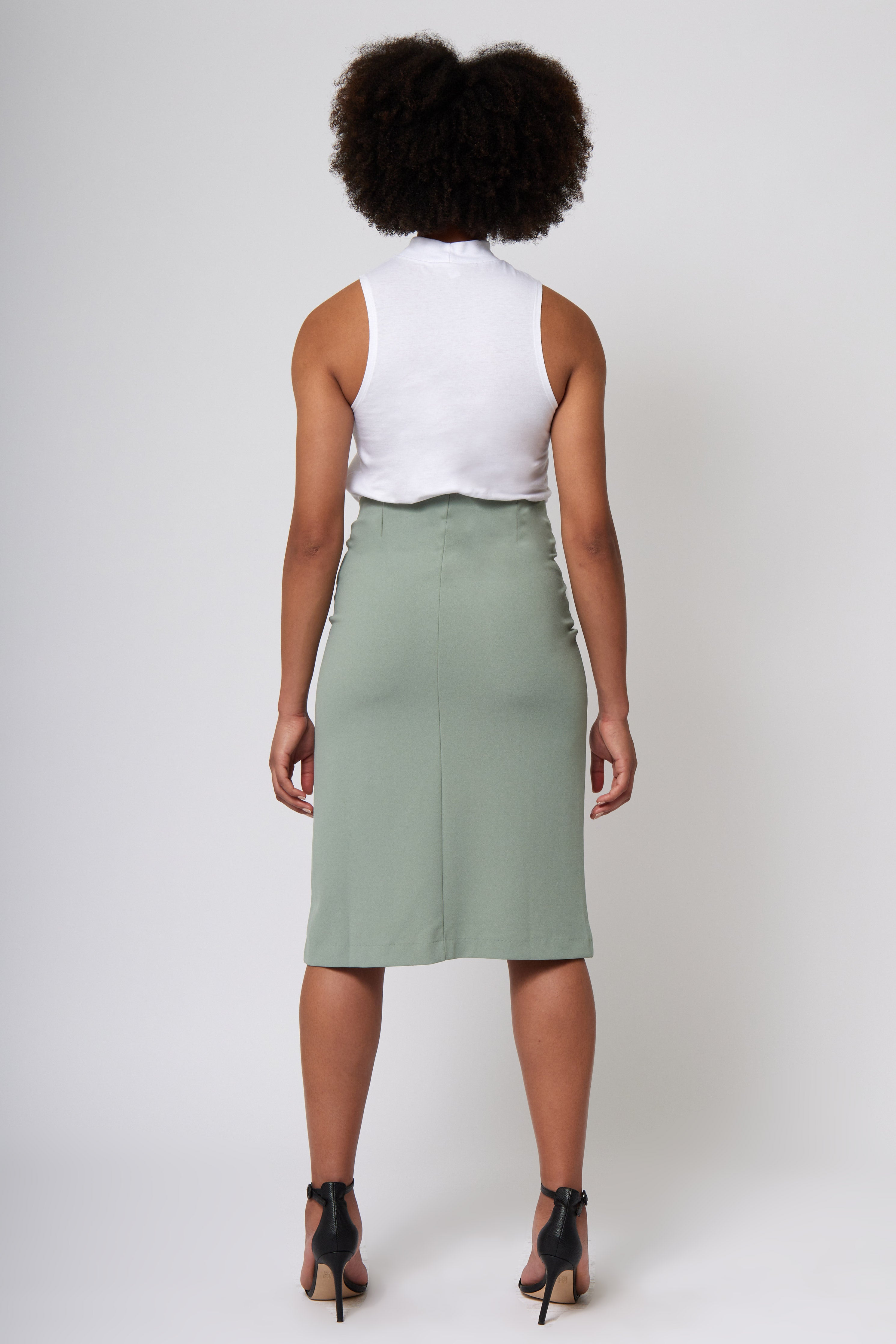 Knit Crepe Midi Wrap Skirt