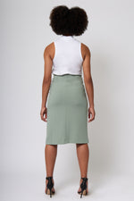 Load image into Gallery viewer, Knit Crepe Midi Wrap Skirt
