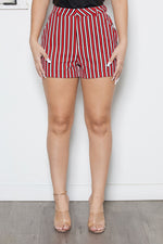 Load image into Gallery viewer, Knit Crepe Stripe High Rise Striped Short
