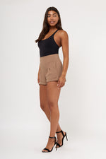Load image into Gallery viewer, Pleat Front Knit Crepe Pull On  Cuffed Short
