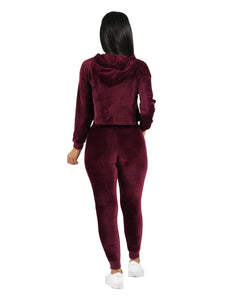 Velour Active Set Hoodie Crop Top and Jogger