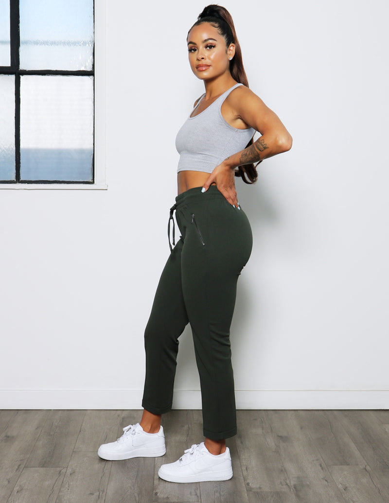 Pull On Drawstring Cropped Trouser