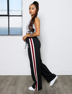 Load image into Gallery viewer, Knit Crepe Athletic Side Stripe Wide Leg Pant
