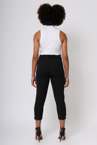 High Rise Self Buckle Knit Crepe Trousers
