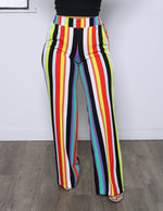 Load image into Gallery viewer, Multi-Color Striped High Rise Wide Leg Pants
