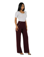 Load image into Gallery viewer, Too Busy Knit Crepe Wide Leg Pull On Pant with Horn Button Detail
