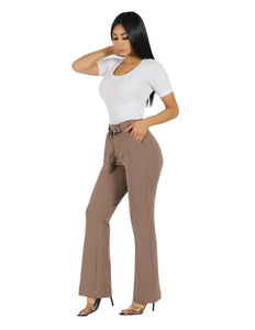 Knit Crepe High Rise Wide Leg Pant with Patch Pocket and Belt