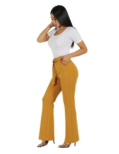 She's Busy High Rise Wide Leg Pant with Patch Pocket and Belt
