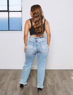 Load image into Gallery viewer, Daisy Pinch Straight Destroyed Hem Jean
