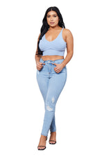 Load image into Gallery viewer, Goddess Skinny Destruction Jeans
