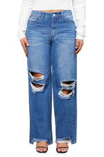 Load image into Gallery viewer, Denim Skater Jeans with Destructions
