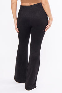 Suede High Rise Flare Pants