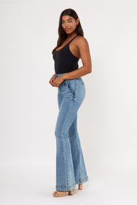 Y2K Button Tab Flare Jeans